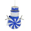 Bethany Lowe 3.5 Inch Blue Peppermint Snowman Ornament Christmas  Carrot Nose Tree Ornaments - 2 of 3