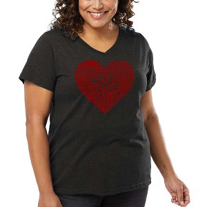 LA Pop Art Women's Word Art V-Neck - Country Music Heart - 1 of 4