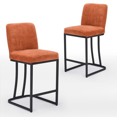 FURNIinspire Accent Chairs, Bar Stools Upholstered Counter Height Chairs Barstools for Kitchen Island, Black, 17.5"*15.4"*35"