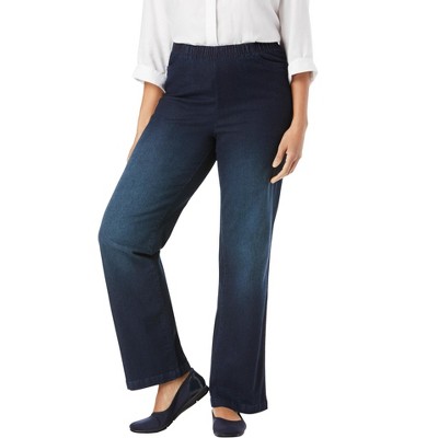 Woman Within Plus Size Petite Wide-Leg Fineline Denim Jean