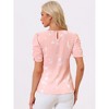 INSPIRE CHIC Women's Floral Summer Crew Neck Casual Shirred Short Sleeve Blouse - 4 of 4