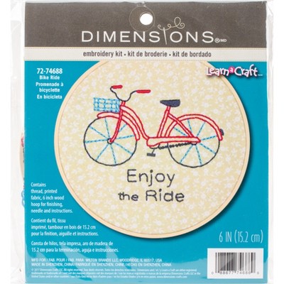 Dimensions Learn-A-Craft Embroidery Kit 6" Round-Bike Ride-Stitched In Thread