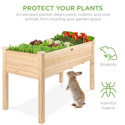 Natural Fir Wood Elevated Garden Planter with Liner, 48"
