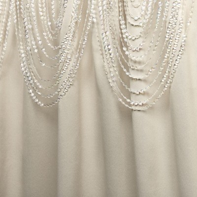 Sand Polyester Room Darkening Beaded Valance Curtain Panels