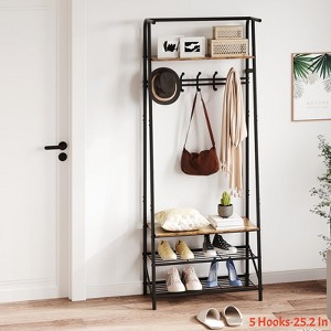 5/10 hooksHall Trees Entryway Bench with Storage, Multifunctional Hallway Organizer, Wood Look Accent Furniture w/ Metal Frame - 1 of 4