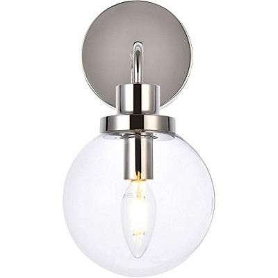 Elegant Lighting Hanson 1 light bath sconce in polished nickel with clear shade