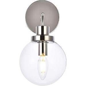 Elegant Lighting Hanson 1 light bath sconce in polished nickel with clear shade - 1 of 4