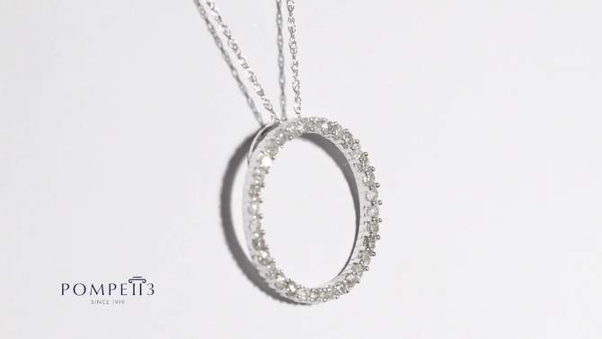 Pompeii3 14K White Gold 1/2ct Circle Of Life Diamond Pendant Necklace, 2 of 5, play video