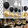 PartyWoo Balloons Black White Gold Metallic 18 12 10 5 Inch 140 pcs - 2 of 4