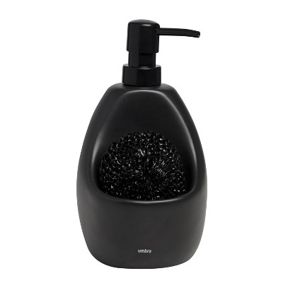 Black Stainless Steel Soap Dispenser with Scrubby Caddy