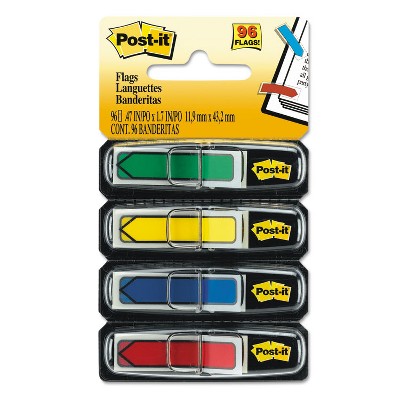 Post-it Arrow 1/2" Page Flags Blue/Green /Red/Yellow 24/Color 96-Flags/Pack 684ARR3