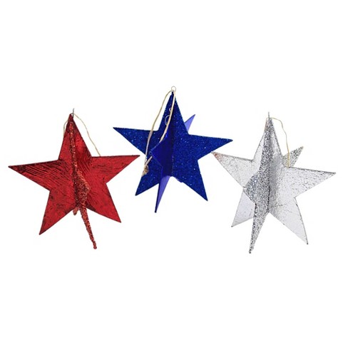 Patriotic Americana Star Ornaments Set/3 Patriotic Usa Decor ...