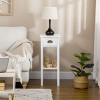 FURNIinspire End Tables Slim Side Table Living Room Sofa Table 2-Tier Narrow Night Stand with Drawer Shelf for Bedroom, White, 11.8"*11.8"*29.5" - 4 of 4