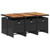 vidaXL Patio Dining Set - 7 Piece Outdoor Furniture with Cushions - Black Poly Rattan and Acacia Wood Table - 3 of 4