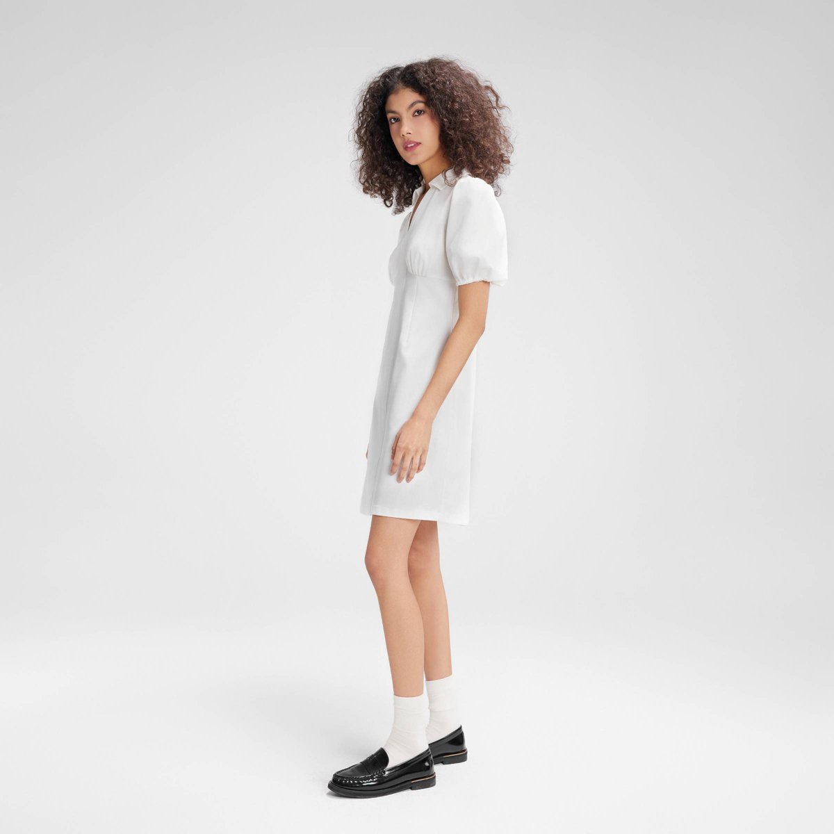 Женские платья Wild Fable Women's Puff Short Sleeve Mini Dress - Wild Fable™ White L — фото 3