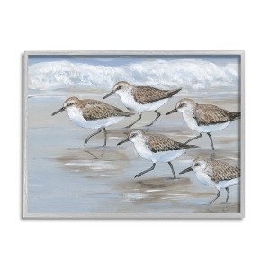 Stupell Industries Sandpiper Bird Flock Marching Beach Coast Waves - 1 of 4