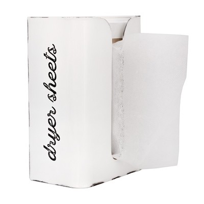 AuldHome Design Dryer Sheet Dispenser; Vertical Style Enamelware Laundry Fabric Softener Sheet Holder