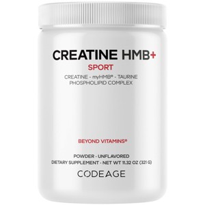 Codeage Creatine HMB+, Taurine, myHMB, Vitamin D3, Liposomal Delivery, Unflavored Powder, 11.32 oz - 1 of 4