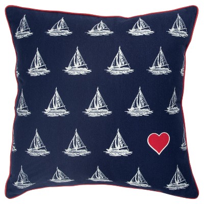 Sail Boats Poly Filled Pillow Navy - Rizzy Home