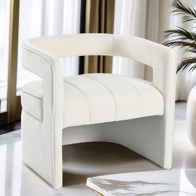 Modern Velvet Accent Chair with Ribbed Detail, Luxury Curved Fully Upholstered Accent Chair-Christopher Knight Home
