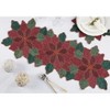Saro Lifestyle Beaded Poinsettia Flower Design Holiday Christmas Table Runner, 15"x35", Red - 3 of 3