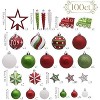 Aoibox 108pcs Red Green White Shatterproof Christmas Ornaments Set 1.2 to 7.9 Inch Ball Shapes for Tree Table Indoor Outdoor Decor - 3 of 4