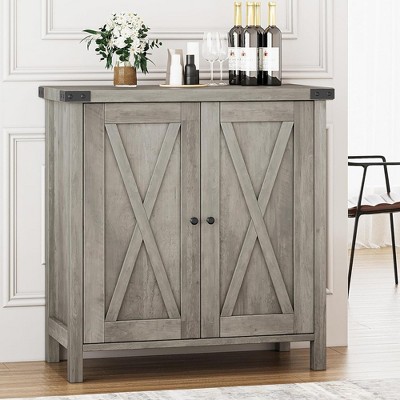 Buffet Cabinet Farmhouse Sideboard Small Storage Cabinet with Doors and Shelves Entryway Cabinet with Storage Accent Console Cabinet, Gray