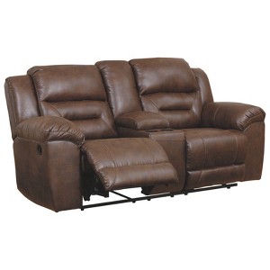 Stoneland Reclining Loveseat with Console Chocolate Brown - Signature Design by Ashley, Brown Brown