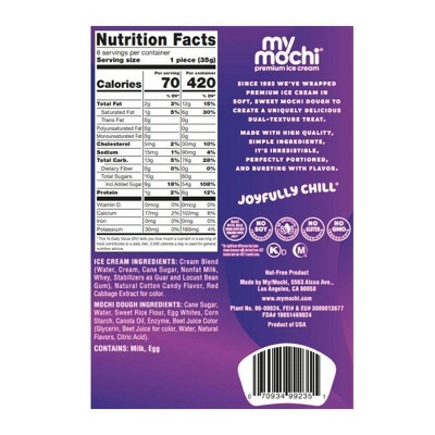 My/Mochi Frozen Cotton Candy Mochi Ice Cream - 7.05oz/6ct