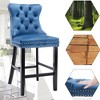 QingMoon Velvet Upholstered Barstools, Button Tufted Counter Chairs Set of 2 with Nailhead Trim and Wooden Legs for Kitchen, Cafe, Pub - 3 of 4