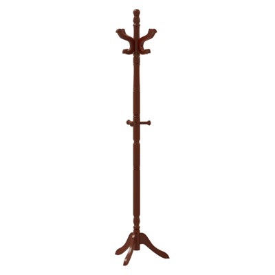 Costway Solid Rubber Wood Coat Rack with 3 Adjustable Heights and 11 Hooks for Hallway Black/Brown/Natural