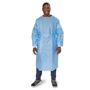 McKesson Disposable SMS Protective Procedure Gown Blue One Size Fits Most 10 per Bag - 1 of 4