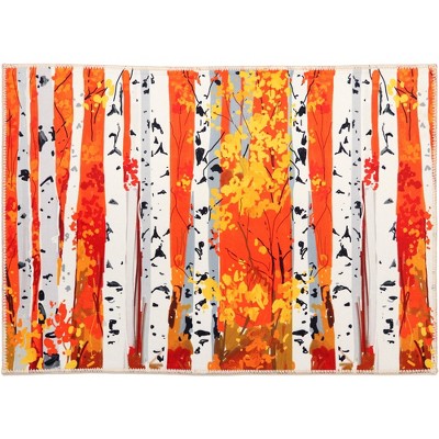 Olivia's Home Birch Tree Forest doormat, 22" x 32", Nature-Inspired Indoor/Outdoor Mat for Entryways and Patios