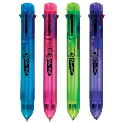 8-Color Multicolor Pens (4 Pack) - Retractable, Assorted Barrels, Black Ink - image 1 of 3