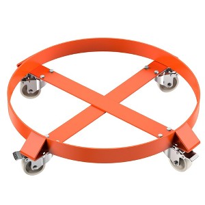 55-gallon Bucket Cart with 4 casters, 1000-pound Capacity Trash Can Cart, Orange Steel Frame Trolley - 1 of 4