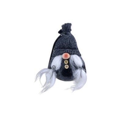 HomeRoots 6" Black and Gray Fabric Christmas Standing Gnome Tabletop Sculpture