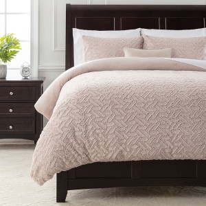 Chanasya Soft Cloud Embossed Faux Fur Luxury Duvet Cover Set - 1 of 4