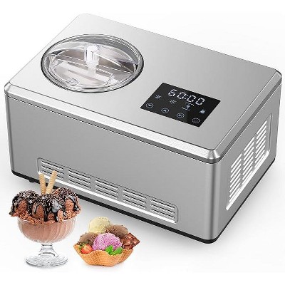 R.W.FLAME 2.1 Quart Ice Cream Maker Machine with Built-in Compressor, No Pre-freezing, Frozen Yogurt, Keep-cooling and Timer, Stainless Steel