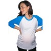 Maternity Raglan Shirt Comfortable 3/4 Long Sleeve Ruched Pregnancy Baseball Top - Crazy Dog Maternity Raglan - 3 of 4