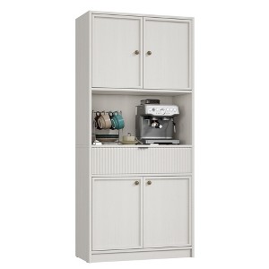 70" Tall Pantry Cabinet, Kitchen Storage Cabinet with Microwave Stand, Drawer, Wood Cupboard Furniture for Dining Room, Living Room - 1 of 4