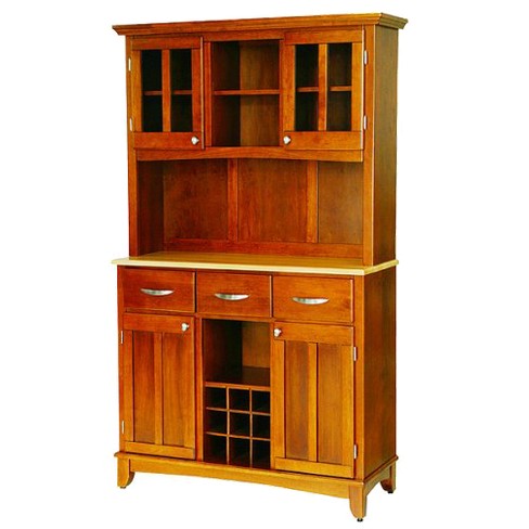 Wine Rack Buffet With 2 Door Hutch Wood Oak Natural Home Styles