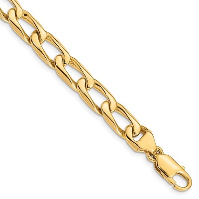 Black Bow Jewelry Men's 14k Yellow Gold, 8.5mm Solid Open Link Chain Bracelet