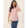 Seta T Women's Short Sleeve Summer Solid Color Basic Casual Knit T Shirts - 2 of 4