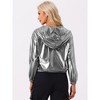 INSPIRE CHIC Women's Holographic Shiny Long Sleeve Zipper Hooded Metallic Jacket - 4 of 4