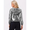 INSPIRE CHIC Women's Holographic Shiny Long Sleeve Zipper Hooded Metallic Jacket - image 4 of 4