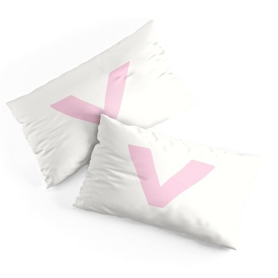 Deny Designs King April Lane Art Block Pink Monogram V Microfiber Printed Pillow Sham
