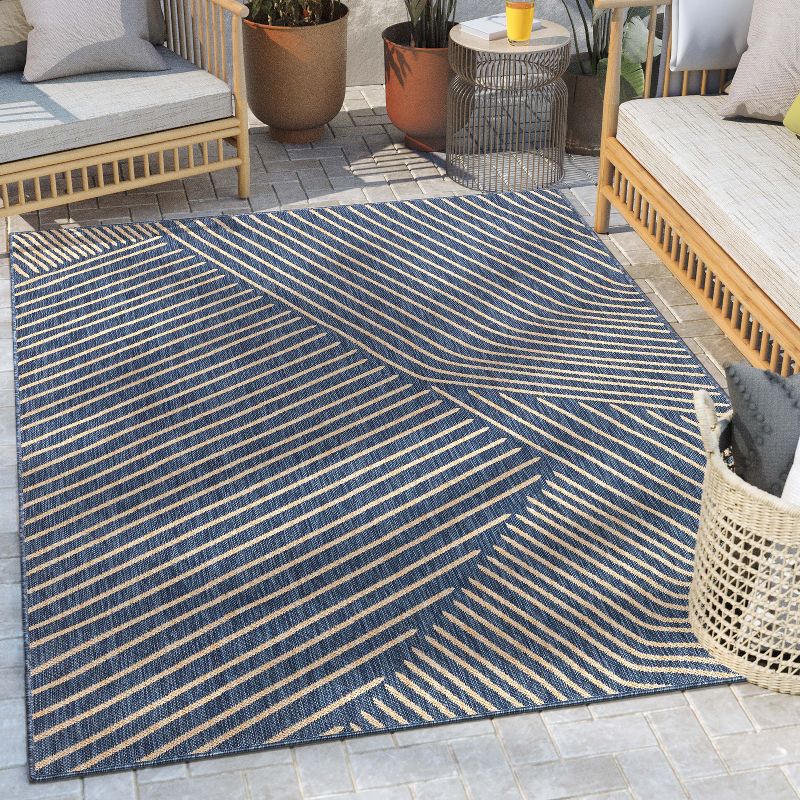 Well Woven Linden Indoor OutdoorFlat Weave Pile Stripes Geometric Area Rug, 3 of 10