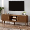 Chic Crate - Modern Ribbed Media Console - Space-Saving Sliding Doors & Solid Oak Legs - Convertible TV Stand/Sideboard in Driftwood Gray - 2 of 4