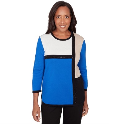 Alfred Dunner Women's Colorblock Long Sleeve Sweater