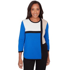 Alfred Dunner Women's Colorblock Long Sleeve Sweater - 1 of 4